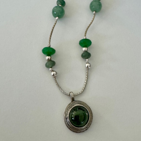Vintage 925 silver green Necklace - Picture 6 of 6